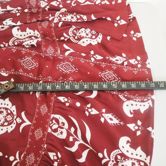 Lane Bryant Burgundy‎ Floral Print Maxi Dress Flutter Sleeve Mock Neck Size 16 - Picture 11 of 13